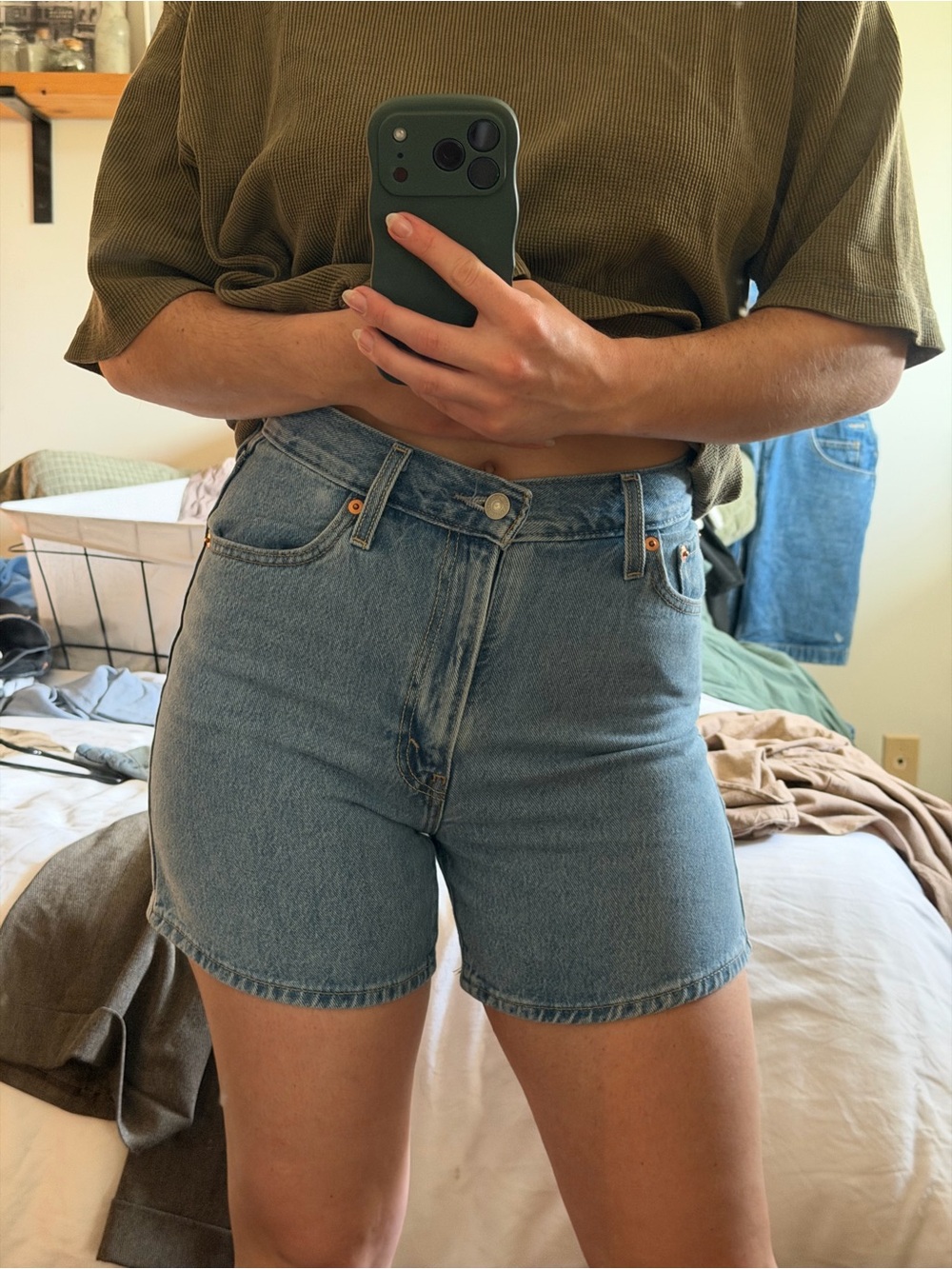 Levi's Light Blue High-Waist Denim Shorts